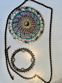 Pacco pignoni Sram xx1  12v 10-52 +catena rainbow