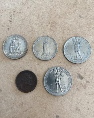 5 Monete Vaticano 1930-1932 + Pio XI