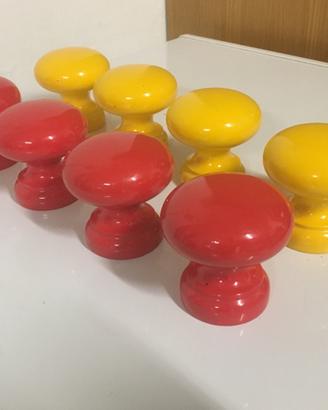 Pomello diam. 70mm Legno di Quercia Rosso e Giallo