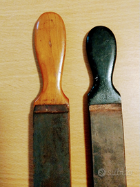 Coramelle vintage in legno e cuoio