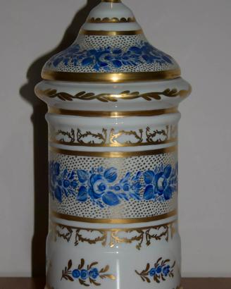 vaso da farmacia in porcellana decorata in oro