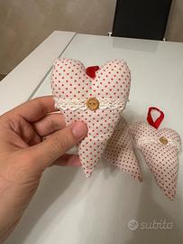 Set 3 Cuori Imbottiti in Stoffa Shabby Chic