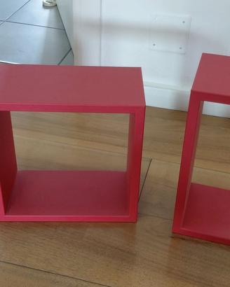 Set 3 mensole cubo rosse