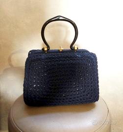 BORSETTA VINTAGE anni'60 LAVORATA MACRAME' CON MA