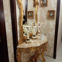 consola in foglia oro più porta fiore 