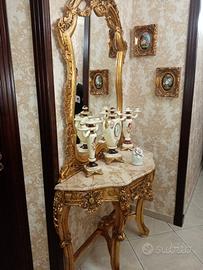 consola in foglia oro più porta fiore 