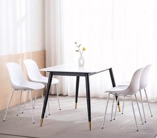 Set 4 Sedie Minimal da Interno e Esterno, Bianco