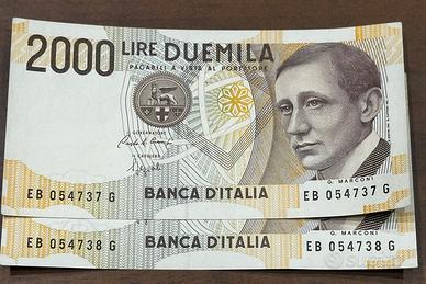 Banconote 2000 lire Marconi FDS consecutive
