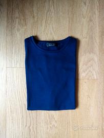 Maglietta Cotone Blu Notte giro collo Zara Man