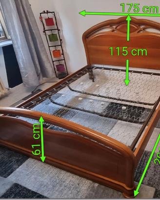 Struttura letto in noce + rete a molle rinforzate