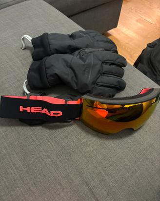 occhiali head con guanti wedze taglia S per Sci