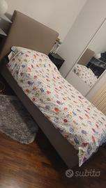 Letto singolo contenitore in ecopelle