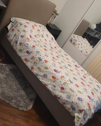 Letto singolo contenitore in ecopelle