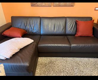 Divano letto VERA pelle marrone
