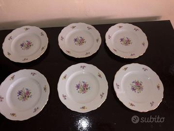 Servizio 6 Piatti Piani Porcellana Vintage