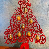 Albero natale legno con palline sospese h33 cm