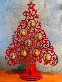 Albero natale legno con palline sospese h33 cm