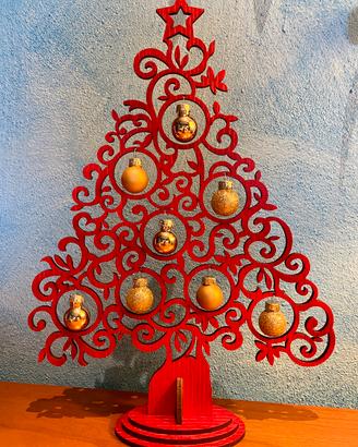 Albero natale legno con palline sospese h33 cm