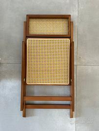 Sedia Pieghevole in Legno e Rattan