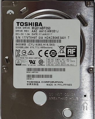 Hard Disk Notebook 2.5 Toshiba 500GB 5400rpm SATA3