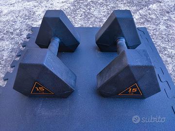 Coppia Manubri in gomma 15 kg - Pesi HEX DUMBBELL