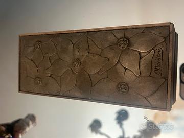 Porta carte in argento e legno Ottaviani anni 60