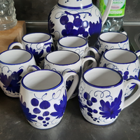 Caraffa con 8 bicchieri ceramica faenza