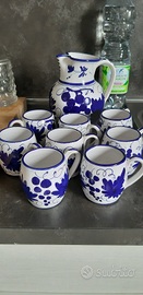 Caraffa con 8 bicchieri ceramica faenza