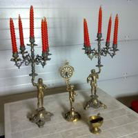 Candelabri, orologio, posacenere