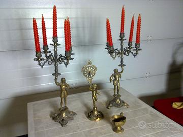 Candelabri, orologio, posacenere