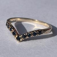 Anello oro 14K 585 - Chevron Pavé diamanti neri