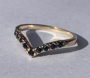 Anello oro 14K 585 - Chevron Pavé diamanti neri