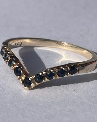 Anello oro 14K 585 - Chevron Pavé diamanti neri