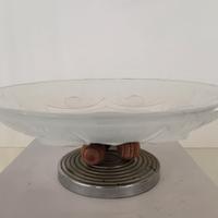 Alzata Decò in vetro, legno e metallo