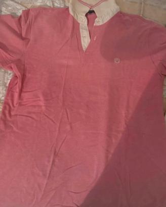 Maglia Polo Peter Hadley rosa con collo chiaro XL
