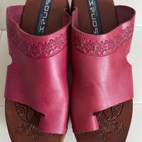 Zoccolo vintage legno e pelle