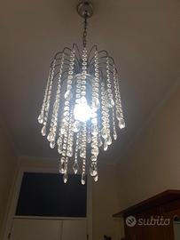 lampadario acciaio e cristallo