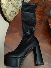 stivali coscia lunga nuovi neri 