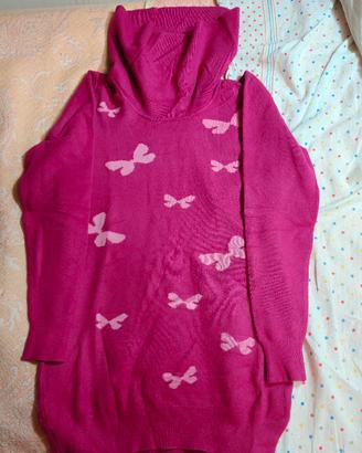 maglione fucsia con fiocchi