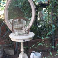 Grande specchio ovale shabby patinato
