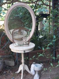 Grande specchio ovale shabby patinato