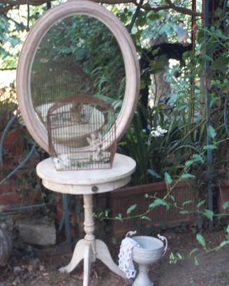 Grande specchio ovale shabby patinato