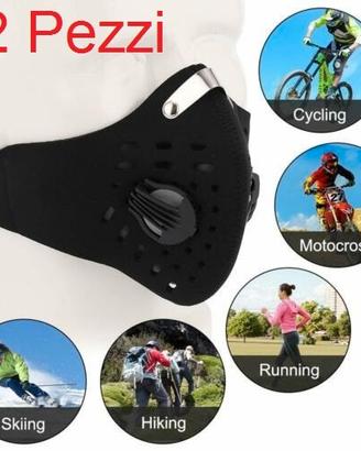 2 Mascherina antismog antipolvere ciclismo,moto