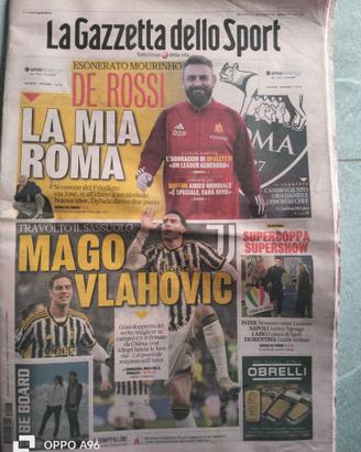 GAZZETTA 17 GENNAIO 24 ESONERO MOURINHO DE ROSSI