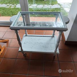 Carrellino legno con vetro