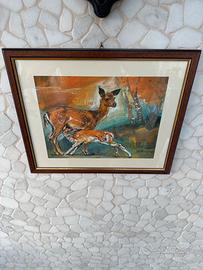Quadro con cornice Cerva in allattamento