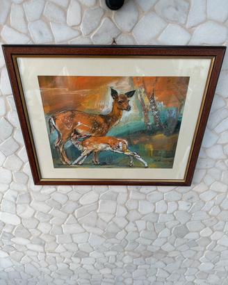 Quadro con cornice Cerva in allattamento