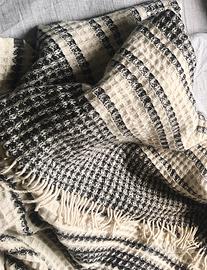 Muji grande plaid coperta lana piquet bianco nero