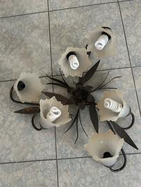 Lampadario ferro battuto