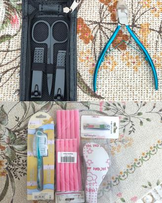 SET prodotti bellezza:bigodini,  spazzola, ecc